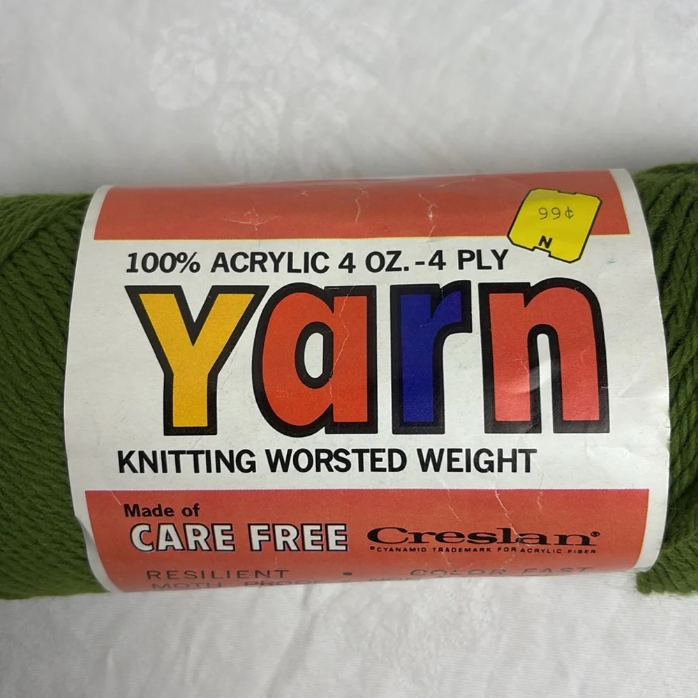 Vintage Green Worsted Weight Yarn/Lot of 3